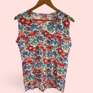Vintage 80’s floral oversized sleeveless floral 1 button top